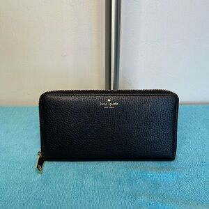 Kate Spade New York Black Pebbled Leather Zip Around Wallet